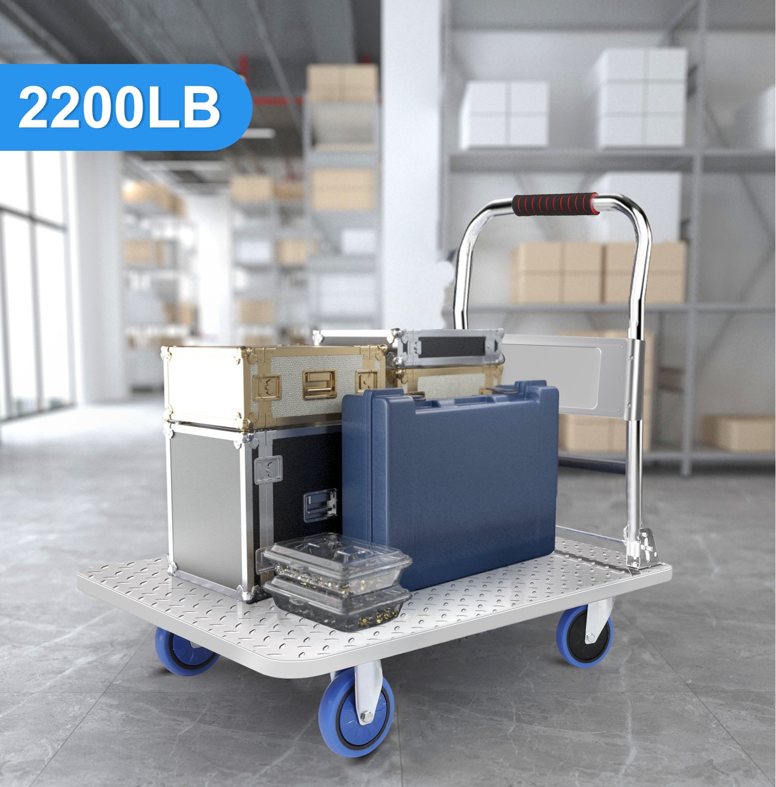 Platform Dolly Cart | Folding 1000 Pound Capacity 360 Degree Swivel Wheels | 35*18.5*32.5 in | Silver, Size: Silver-1000 lbs