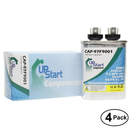 

4-Pack 7.5 MFD 370 Volt Oval Motor Run Capacitor Replacement for York 024-20045-000 - CAP-97F9001 UpStart Components Brand