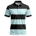 thumbnail image 2 of Men's Polo Shirts Golf Striped Button Up Collared Breathable Short Sleeved Top Performance Stretch Athletic Regular Mens T-Shirts, 2 of 5