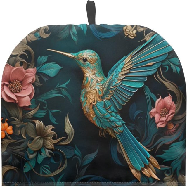 Green Hummingbird Tea Pot Cover Durable Teapot Pouch Insulated Kettle Cover Drawstring Teacup Covers Insulated Drop-Proof Shock-Proof Kitchen Home Dining