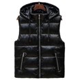 thumbnail image 1 of Men's Shiny Padded Vest Removable Hooded Outdoor Sleeveless Jacket, 1 of 4