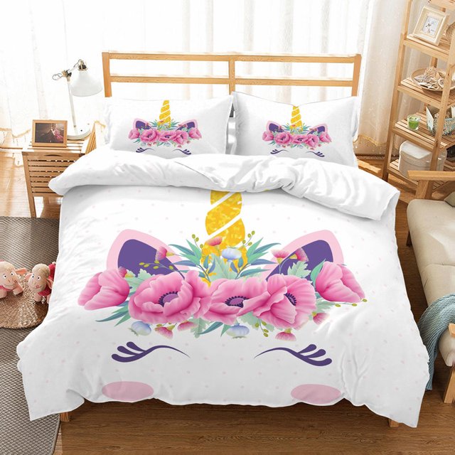 3D Dreamy Unicorn Juego de Fundas de Edredón Juego de Fundas de Almohada