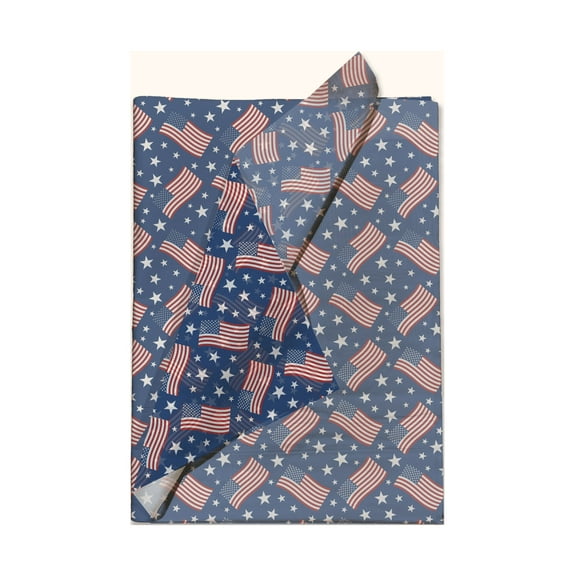 American Flag Printed Tissue Paper - Fourth of July Holiday Tissue Paper - Summer Tissue Paper | 24 Sheets 20" x 30"