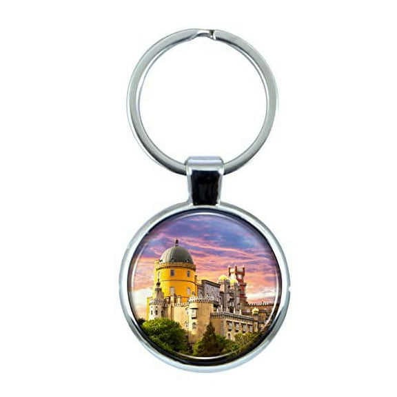 Sintra Portugal Keychain with Epoxy Dome and Metal Keyring