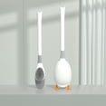 thumbnail image 4 of Soporte de cepillo para el inodoro lindo depurador de silicona con mango largo Soporte de secado rápido Cepillos flexibles Accesorios de limpieza de baño Blanco Inevent HA059138-01, 4 of 7
