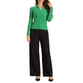 thumbnail image 2 of Suéter de punto con cuello de solapa y escote en V para mujer INSPIRE CHIC, color verde M, 2 of 6