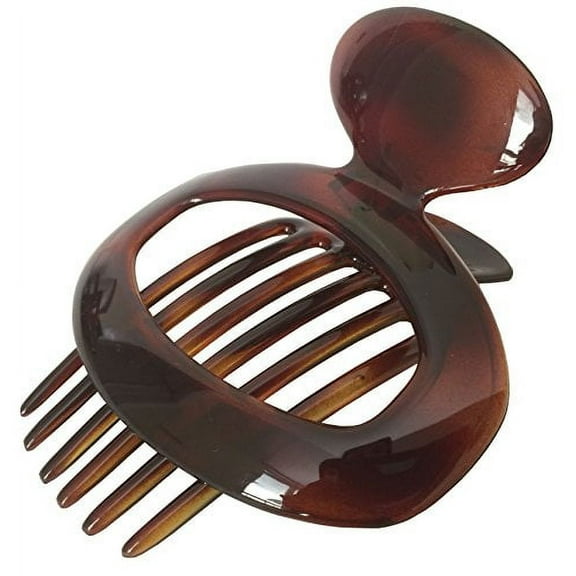 Parcelona French Large Oval Shell Brown 4 Inches celluloid Side Slide In Secure grip Hair Updo Hinge Hair claw