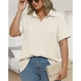 thumbnail image 7 of Oryer Womens Plus Size Tops V Neck Trendy Tunic Polo Casual Shirts Short Sleeve Womens Blouses Summer, 7 of 7