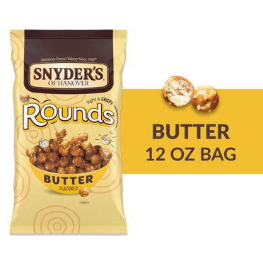 Snyder's Of Hanover Butter Rounds Pretzels - 12 Oz Bag, Bite-Sized Buttery Pretzel Snacks, Peanut-Free Facility