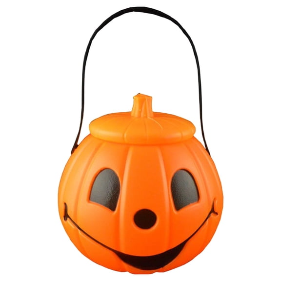 1Pc Pumpkin Bucket Halloween Pumpkin Bucket Plastic For Halloween Party Trick Or Treat Orange