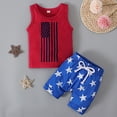 thumbnail image 2 of JLFKNG Baby Boys Clothes Sets Independence Day Style Patriotic Printed Shirt Tops Sleeveless Breathable Loose Fit Shorts 2Pcs Outfits Sets Comfy Dailywear, 2 of 7