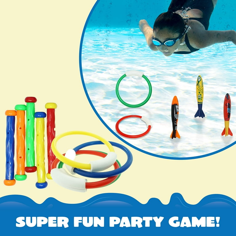 SYNCFUN 18 Pcs Pool Toys for Kids Diving Pool Games with Storage