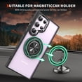 thumbnail image 6 of Phone Case for Samsung S24 Ultra Case Clear with Ring Holder Magnetic Fit Wireless Charger, Pink Shockproof Samsung Galaxy S24 Ultra Case with Kickstand Cover Slim (Blue), 6 of 8