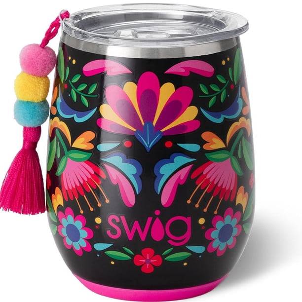 Swig Life Taza de vino sin tallo de 14 oz, vaso de vino aislado con tapa, copa de vino de acero inoxidable, vaso de viaje aislado reutilizable, copa de vino aislada de 14 oz con tapa (Caliente)