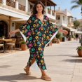 thumbnail image 4 of Xixirimido Día de los Muertos Skeleton Dance Print Kaftan Dresses for Women Plus Size V-Neck Moo Moos Batwing Sleeve Caftan Beach Dress Bathing Suit Cover-Up Loungewear, 4 of 7