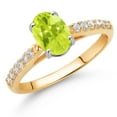 thumbnail image 2 of Gem Stone King 10K Yellow and White Gold Yellow Lemon Quartz and White Lab Grown Diamond Engagement Ring for Women (1.28 Cttw, Oval 8X6MM, Gemstone Birthstone, Size 7), 2 of 4