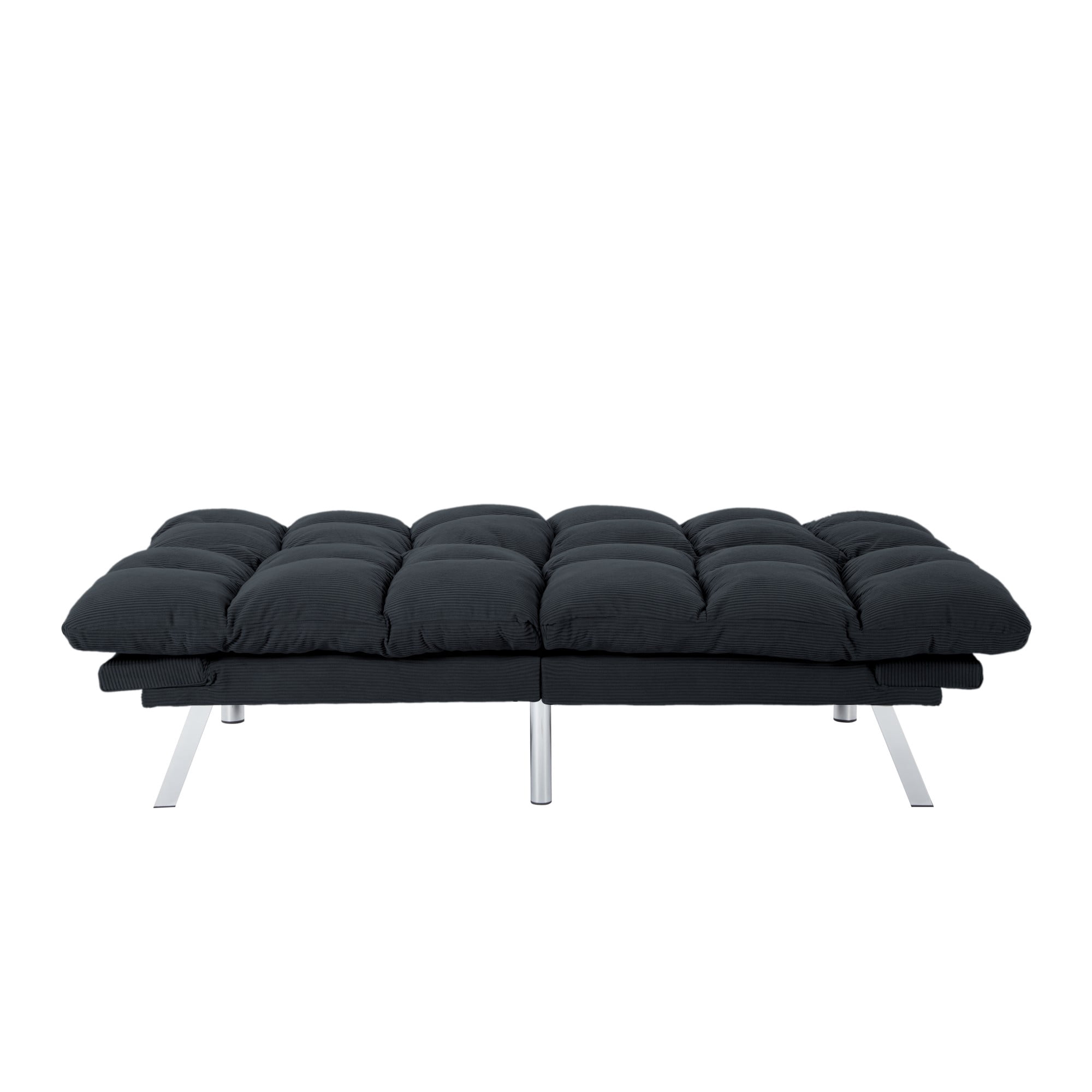 Gewnee 67.3 Inch Futon Sofa Bed, Corduroy Fabric Sleeper Sofa, Modern Loveseat for Apartments and Offices, Adjustable Backrest and Armrests.Black