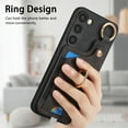 thumbnail image 3 of SaniMore for Samsung Galaxy S23 FE Case, Card Slots [Up to 2] Carabiner Finger Ring Stand Magnetic Car Mount PU Leather Skin Soft Shockproof TPU Anti-drop Anti-scratch Wallet Shell - Black, 3 of 8