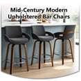 thumbnail image 6 of ClinQ Counter Height Swivel Bar Stools Set of 3, Linen Fabric Upholstered 360° Rotating Chairs with Walnut Legs and Metal Footrest, Darkgray, 6 of 6