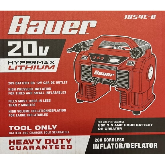 BAUER 20V Cordless, 0 to 160 PSI Inflator/Deflator with 12V DC Power Option - Tool Only