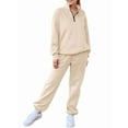 thumbnail image 2 of Women'S 2 Piece Outfits Lounge Sets Long Sleeve Half Zip Pullover and Baggy Sweatpants with Pockets Apricot L, 2 of 8