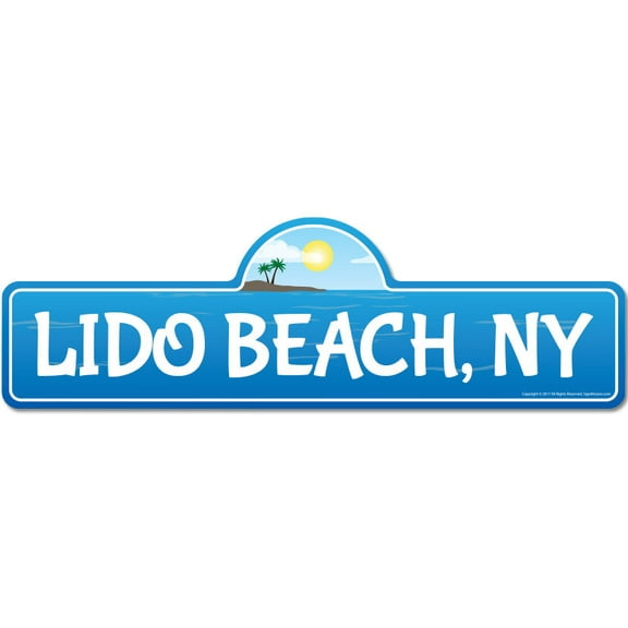 Lido NY New York Beach Street Sign | Indoor/Outdoor | Surfer Ocean Lover Décor For Beach House Garages Living Rooms Bedroom | Signmission Personalized Gift