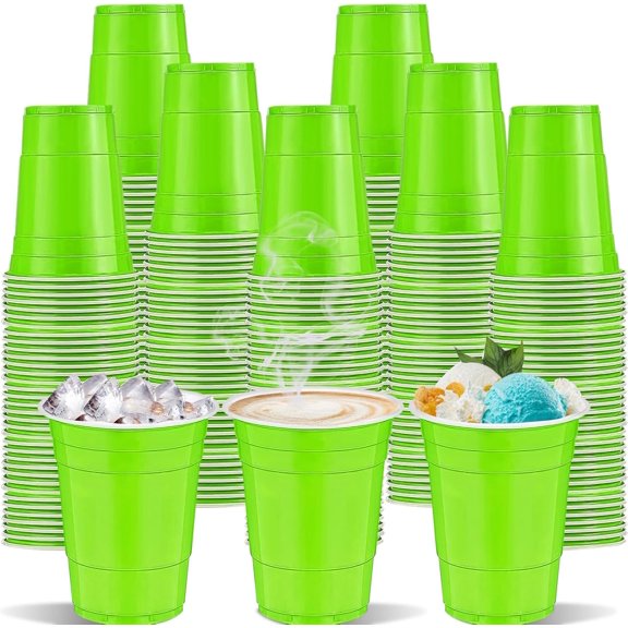 120 pcs 16 oz Green plastic cups Graduation Plastic Cups 16 oz Green Cups St Patrick's Day Cups for drinking Tastings served Snacks Barbecues Picnics