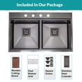 thumbnail image 5 of Strictly Sinks 33 inch Topmount Kitchen Workstation Sink Gunmetal Black 5050 Double Bowl 16 Gauge, 5 of 8