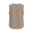 thumbnail image 6 of Mifsaly Womens Ribbed Sleeveless Tank Tops Casual Crewneck Muscle Shirts Summer Loose Fit Basic Activewear Undershirts Khaki,L, 6 of 7