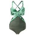 thumbnail image 2 of Aayomet Swimsuit for Women Leopard Pattern Splicing Swimsuit New Sexy Leaky Back (Green, S), 2 of 4