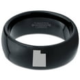thumbnail image 2 of Tungsten Utah The Beehive State Band Ring 8mm Men Women Comfort Fit Black Dome Polished, 2 of 4