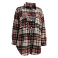 thumbnail image 5 of IROINID Veste Courte Décontractée pour Femmes, Col Rabattu, à Carreaux, Manches Longues, Marron, 5 of 5