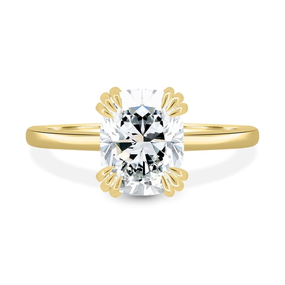 3.00Ct Elongated Cushion Cut Lab-Grown Diamond Solitaire Engagement Ring, 14K Yellow Gold
