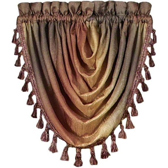 Valances For Windows, Ombre Curtains Modern Semi-Sheer Valance, Luxurious Window For Livingroom, Bedroom And Kitchen, 46" X 42" Single Waterfall Valance, Burnt Orange