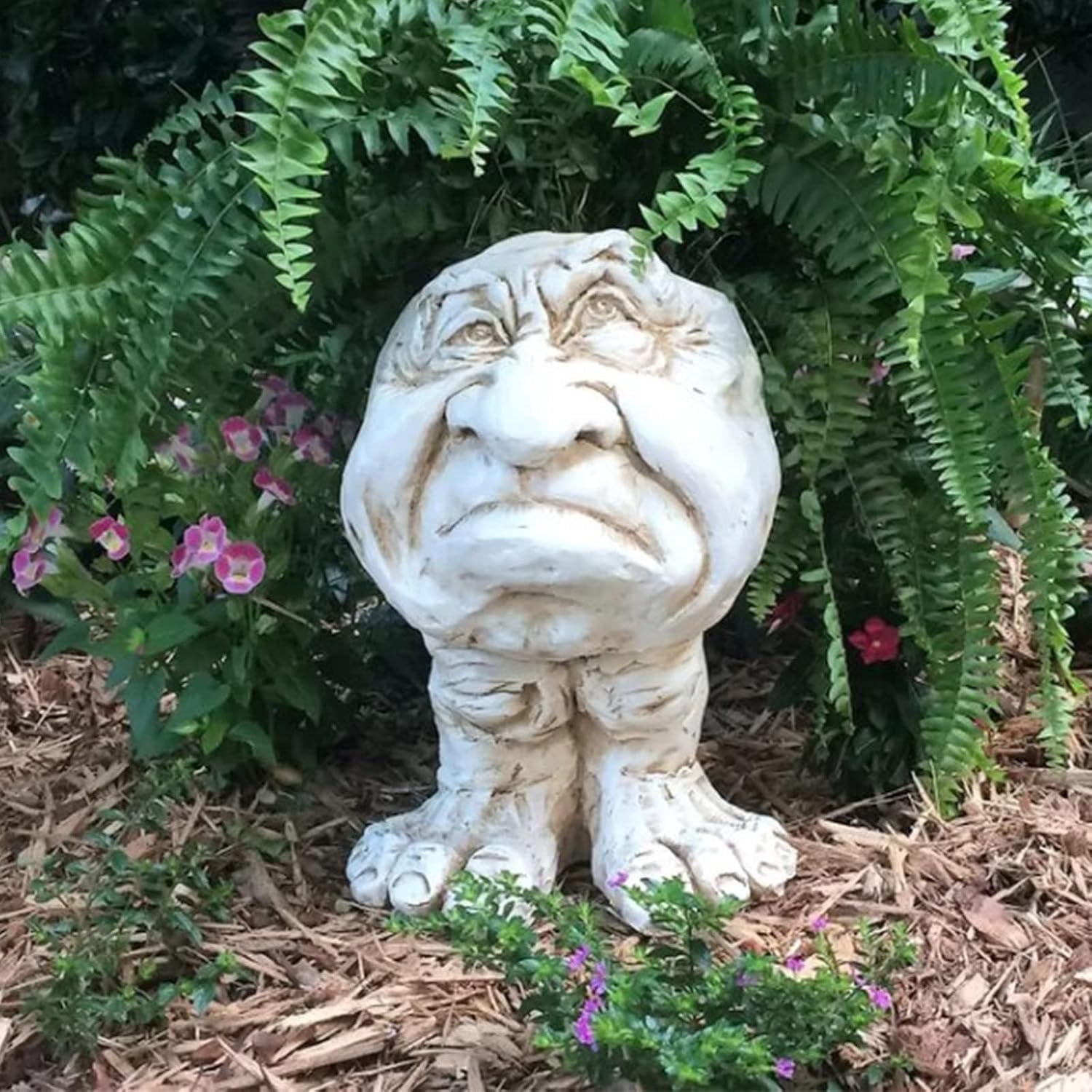 Face Planter 6 Inch Resin Head Flower Pot Succulent Garden Decor Antique White