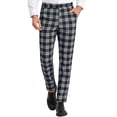 thumbnail image 1 of Pantalones de vestir planos de cintura elástica y stretch de cuadros para hombres INSPIRE CHIC 38 Negro, 1 of 7