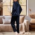 thumbnail image 3 of Pajamas for Women Set Button down Satin Silk Sleepwear Sets Long Sleeve V Neck Loungewear Long Pants Nightwear, 3 of 7