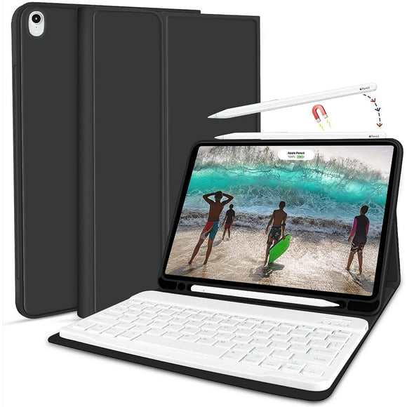 Timoom iPad Air 4ª / Air 5ª Generación Funda con Teclado de 10.9 Pulgadas con Soporte para Lápiz, Cubierta con Teclado Inalámbrico Bluetooth Desmontable Magnéticamente Delgada para iPad 10.9" Air