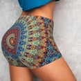 thumbnail image 4 of Balery Round Mandala Pantalones cortos de entrenamiento estampados para mujer, sin costuras, ajustados, para gimnasio, yoga, correr, deportes, ejercicio activo, fitness.-XX-Large, 4 of 8