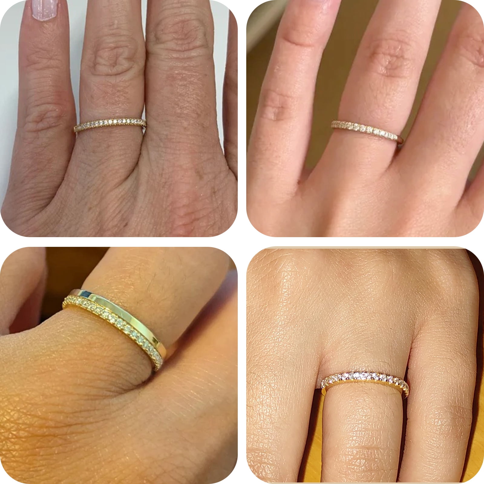 SFTING Wedding Band 925 Sterling Silver Stackable Eternity Rings for Women Yellow Gold Size 7