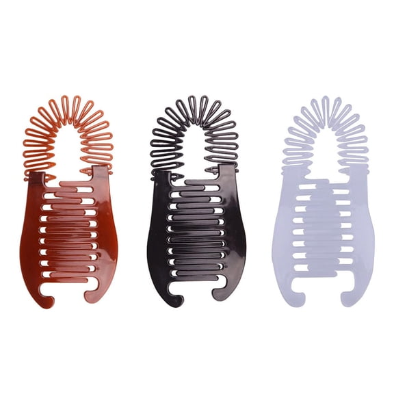 BZCOE 3Pcs Colorful Elongated Interlocking Plastic Banana Clip Hair Combs-Women Two Sides Hair Combs Ponytail Hair Clincher Hair Accessories for Ponytail Holder,Hair Clips,Clips and Barrettes