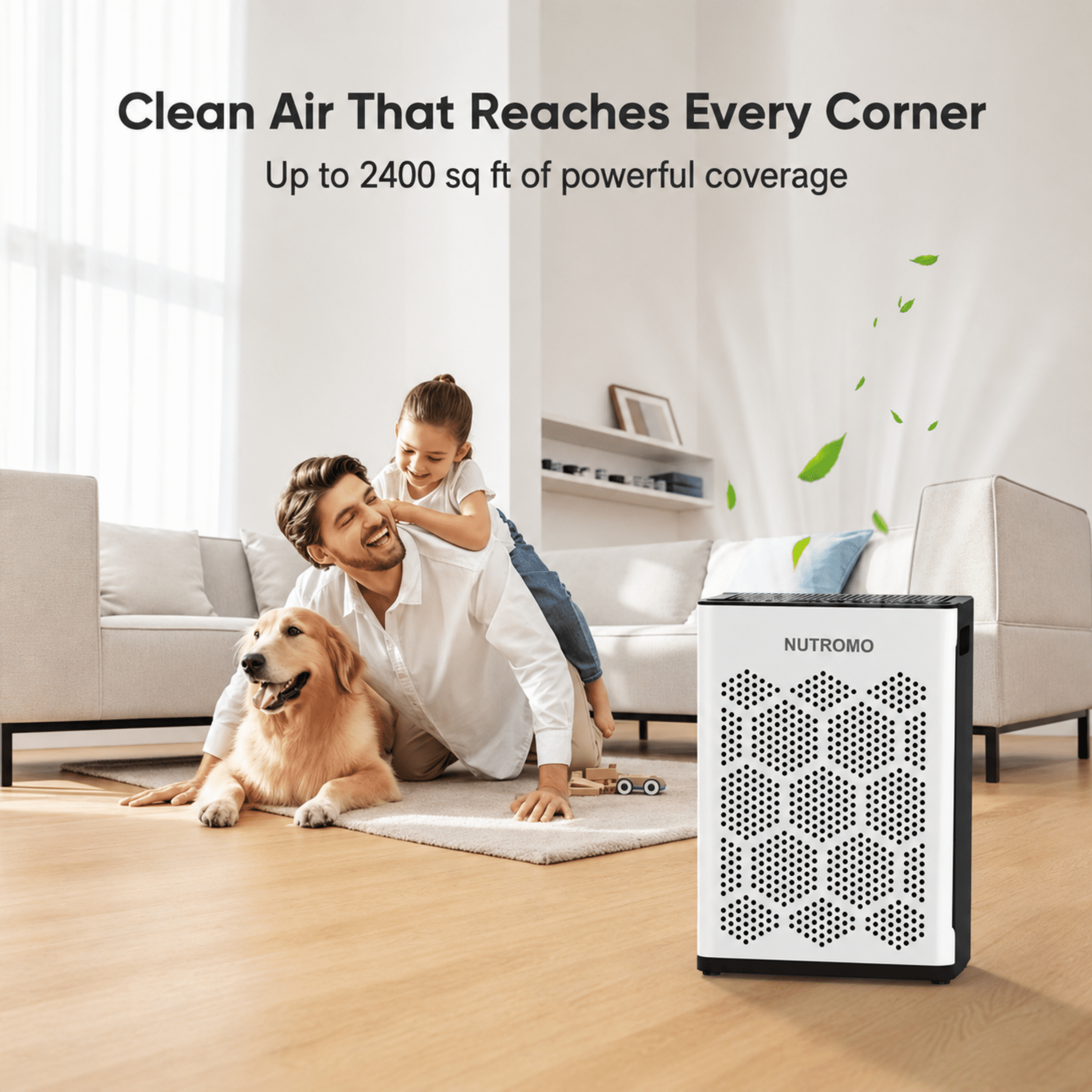 NUTROMO Smart H14 HEPA Air Purifier for Home up to 2400 Sq. Ft., Washable Pre-Filter, Aromatherapy, Air Purifier for Allergies and Asthma
