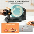 thumbnail image 3 of FOHERE Double Belgian Waffle Maker 180 Flip, 1400W, Waffles in 3 Minutes, Anti-Scald, Nonstick, Mint, New, 3 of 10