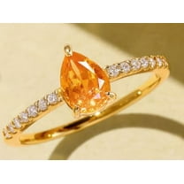 Unique Pear Shaped Orange Citrine Engagement Ring 925 Silver September Birthstone Ring Halo Classic Ring Vintage Anniversary Gift for Women.