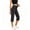 Black, variant on Womens Wide High Waist Pull On Stretch Denim Capri Cropped Pants Classic Front Side Pockets Elastic Inner Waist Loose Straight Leg Solid Color Casual Daily Jeans Bottoms