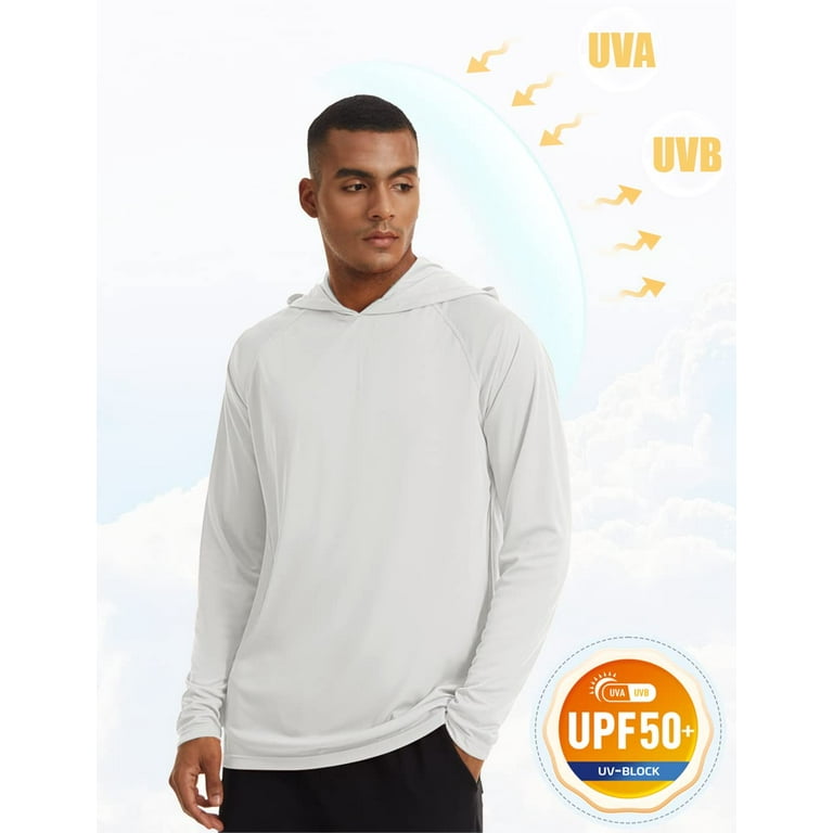 TACVASEN Mens UPF 50 Lightweight Sun Protection Shirt Jogging Thumb Hole Hoodie White L Walmart