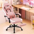 thumbnail image 7 of Gianna Ergonomic High‑Back Computer Gaming Chair with Footrest with Adjustable Height, Lumbar Support & Headrest, Pink, 7 of 7