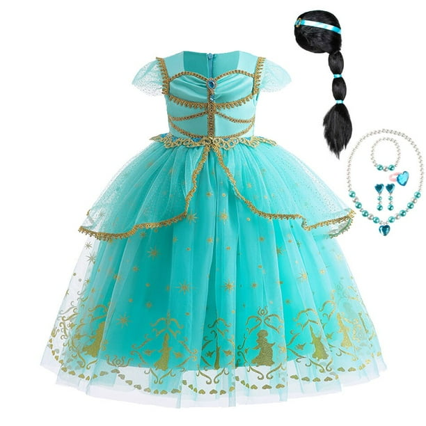 Vestido de princesa Jasmine para niñas, disfraz de Aladdín, trajes de tul tradicionales árabes para Halloween, juego de rol Fivean unisex