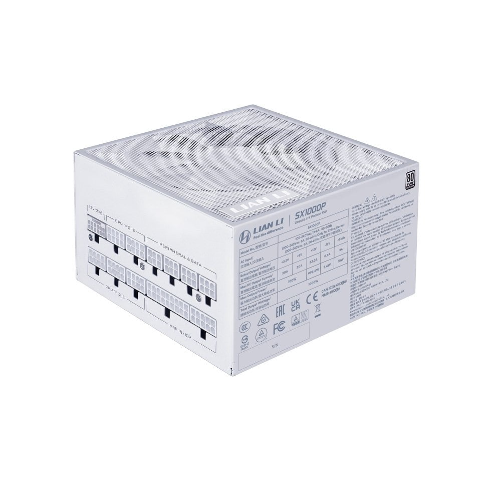 Lian Li SX 1000W Full Modular ATX 3.1 & PCIE 5.1 Power Supply, SX1000P.W (White)