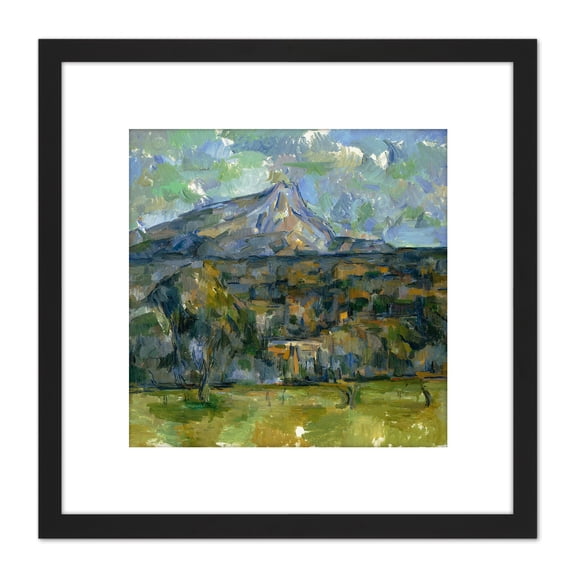 Paul Cezanne Mont Sainte Victoire 8X8 Inch Square Wooden Framed Wall Art Print Picture with Mount